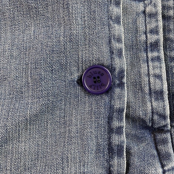 Vtg Denim Jacket Blazer Double Breasted Button Small Medium - Picture 8 of 9